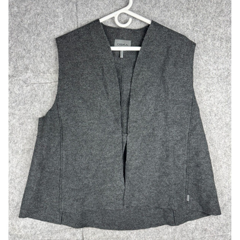 OSKA Open Cardigan Women's 2 Gray 100% Virgin Wool